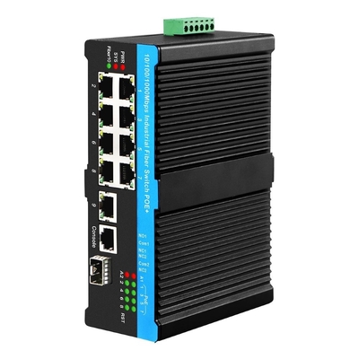 8 portów Gigabit BT PoE Managed Switch z 1 SFP / Copper Uplink 480W Budget Din Type