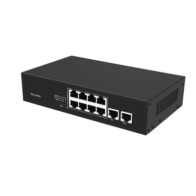 8 portów szybki Ethernet CCTV POE Switch z 2 gigabitami miedzianego połączenia Uplink PoE Af/At 120W Budżet