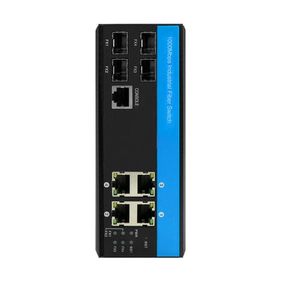 Przemysłowy zarządzalny przełącznik POE 1000 Mb / s Porty światłowodowe 4SFP Porty 4UTP z portem konsoli