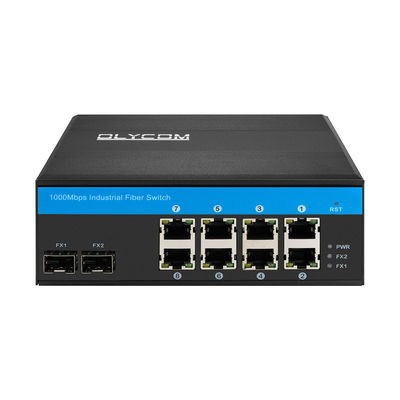 Jakość  48VDC DIN Rail Mounting Industrial Unmanaged POE Switch 8 Gigabit RJ45 Ports fabryka