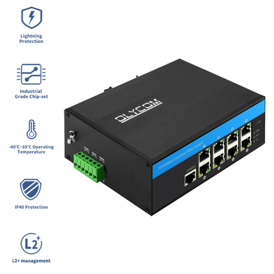 Warstwa 2 Zarządzalny przełącznik Ethernet 8 Port PoE Gigabit 802.3Af/at 240W