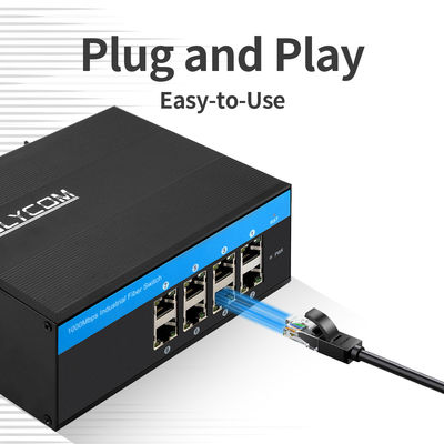 8 portów PoE Ethernet Switch Industrial Unmanaged Network 120W/240W DC48V IP40