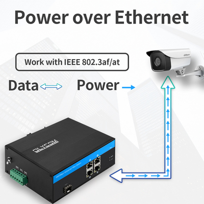 Gigabit 5 Port Ethernet POE Przełącznik światłowodowy 120W Budżetowy niezarządzany slot SFP przemysłowy