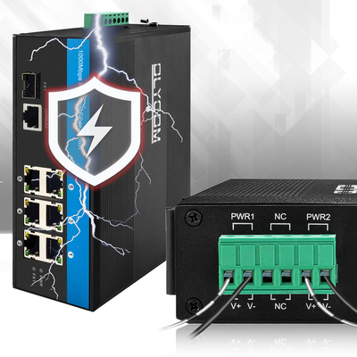 2.5G Wzmocniony przełącznik PoE Zarządzalny Gigabit Ethernet Podwójne wejście DC48V 15.4W 30W IP40
