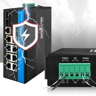 8 Port Industrial Managed PoE Switch 2.5G Ring Fiber 240W Budget Gigabit Network DC48V Wejście