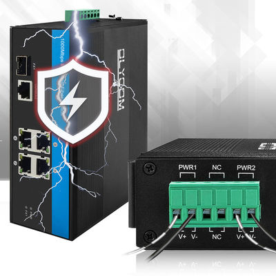 Przemysłowy inteligentny sterowany przełącznik Ethernet 5-port Gigabit Network SFP Fiber Ports IP40