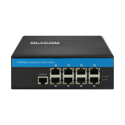 Gigabitowy, 8-portowy, przemysłowy, inteligentny przełącznik Ethernet zarządzany przez SNMP CLI DC12V
