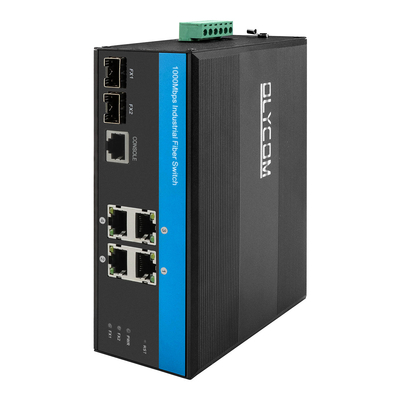 IP40 DC24V Gigabit Przemysłowy zarządzany przełącznik Ethernet Ethernet SFP Uplink Fiber