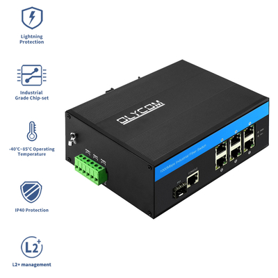 7-portowy zarządzalny przełącznik Gigabit Ethernet na szynę DIN DC12V Obsługa CLI SNMP