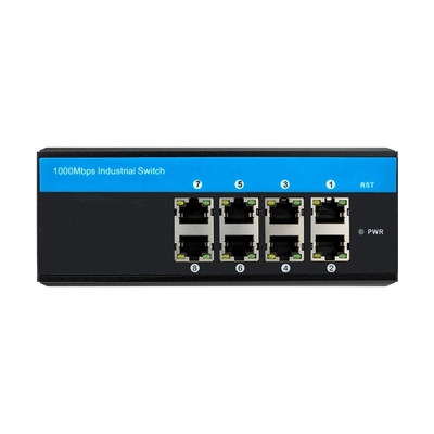 Przemysłowy 8-portowy gigabitowy przełącznik sieciowy Niezarządzany Ethernet POE z podwójnym zasilaniem