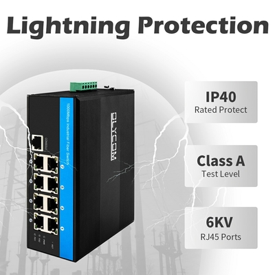 Industrial 8 Port Gigabit Network POE Switch Unmanaged DC48V Wejście Wyjście 240W