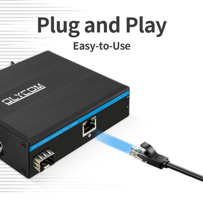 Przemysłowy konwerter multimedialny PoE 100/1000M Włókno Gigabit Ethernet 15.4W 30W Mini Case