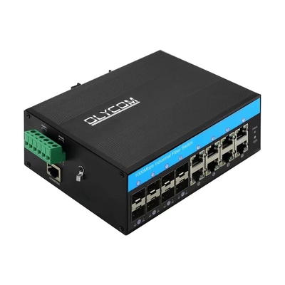 Przełącznik zarządzalny OLYCOM 8-portowy Gigabit Ethernet 12V klasy przemysłowej z 8 portami SFP montowany na szynie DIN IP40 do użytku na zewnątrz