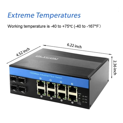 OLYCOM PoE Network Switch 8 Port 240W Budżet Przemysłowy Gigabit Ethernet CE FCC