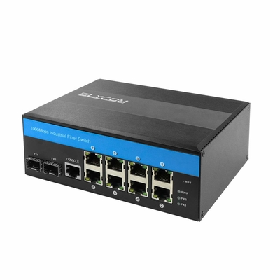 Przemysłowy przełącznik zarządzalny Gigabit Ethernet L2 8 portów Gigabit 2 gniazda SFP Montaż na szynie DIN IP40 z Vlan Qos LACP STP