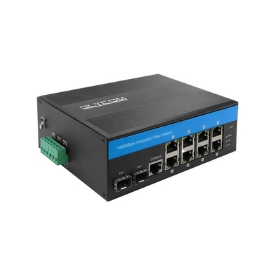 Przemysłowy przełącznik zarządzalny Gigabit Ethernet L2 8 portów Gigabit 2 gniazda SFP Montaż na szynie DIN IP40 z Vlan Qos LACP STP