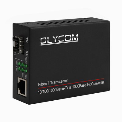 Niezarządzany światłowodowy konwerter Ethernet 1G SFP Mini rozmiar, czarny DC5V