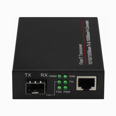 Konwerter mediów SFP 1G Gigabit Fiber Optic Ethernet Niezarządzany Mini Rozmiar Czarny DC5V CE