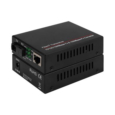 Mini Single Core 100/1000M Media Converter Niezarządzany Single Mode Czarny CE DC5V