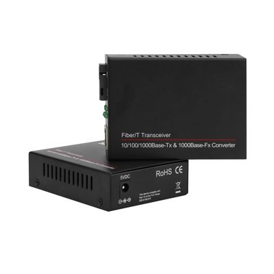 Mini Single Core 100/1000M Media Converter Niezarządzany Single Mode Czarny CE DC5V