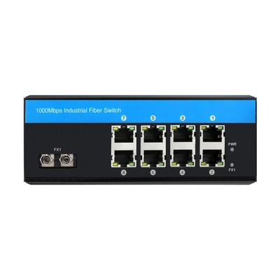 8 portów Przemysłowy przełącznik sieci gigabit niezarządzany ST Fiber Single Mode 30Km DC24V