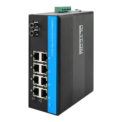 8 portów Przemysłowy przełącznik sieci gigabit niezarządzany ST Fiber Single Mode 30Km DC24V