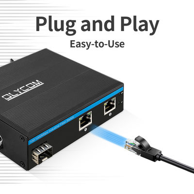 Przełącznik PoE Gigabit 30W 60W Extender klasy przemysłowej SFP Fiber Switch niezarządzany DC48V