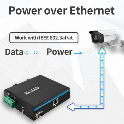 30W Przemysłowy Konwerter PoE Media 100M/1000M SFP Slot Niezarządzany Gigabit Ethernet