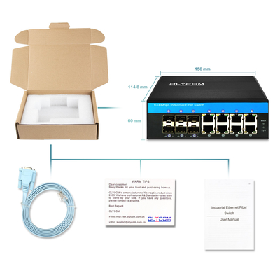 Przemysłowy sterowany przełącznik Gigabit Ethernet 1G/2.5G SFP optyczny Slots ERPS Ring IP40