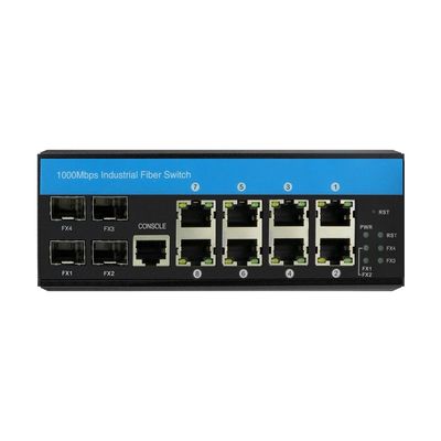 Zarządzalny przełącznik przemysłowy warstwy 3 Gigabit Ethernet 12 portów ERPS RSTP szyna DIN CE