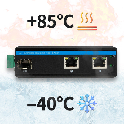 3 porty Kompaktowy przełącznik Gigabit Ethernet Utwardzony 100/1000M Włókno podwójne wejście 24V