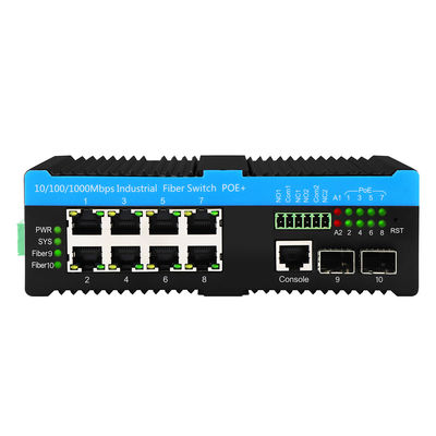 Gigabit 802.3bt PoE Zarządzany 8 port Switch 2.5G Włókno sieciowe L2 Zarządzany bez wentylatora 720W
