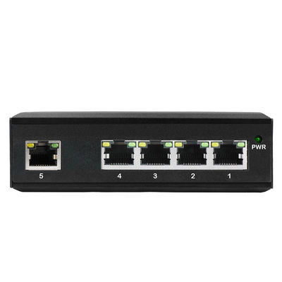 Przemysłowy 5-portowy przełącznik Ethernet, certyfikat E-Mark, niezarządzany, wejście 12V/24V, bez wentylatora