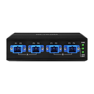 4-PORTOWY OPTYCZNY PRZEŁĄCZNIK BYPASSOWY ZŁĄCZE SC/UPC SIMPLEX 1310/1550NM DC24V MONTAŻ NA DIN