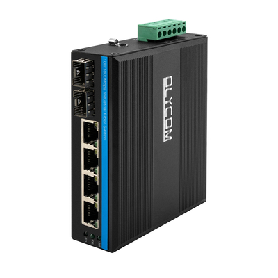 Dc 48-52v Przemysłowy niezarządzany przełącznik Poe Gigabit Ethernet 6 Port Rj45 Fiber Din Rail