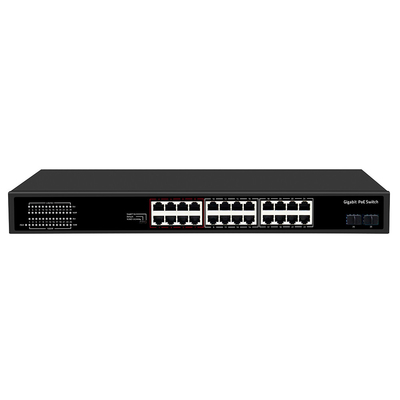 24 porty CCTV PoE Switch Gigabit Network SFP Optical Uplink Niezarządzany budżet 300W