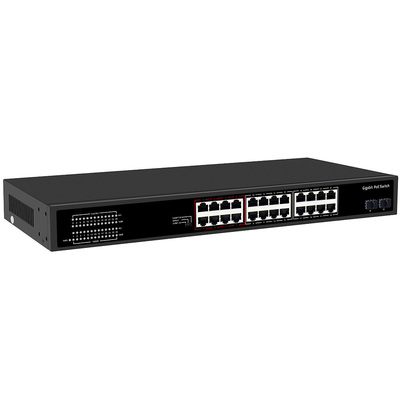 24 porty CCTV PoE Switch Gigabit Network SFP Optical Uplink Niezarządzany budżet 300W