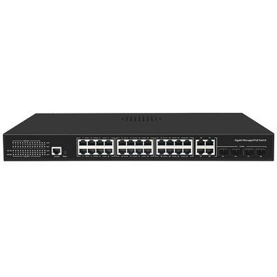 24 porty PoE Switch Gigabit oparty na L2 L3 Smart zarządzany budżetem 300W z SFP Uplink 1U Rack