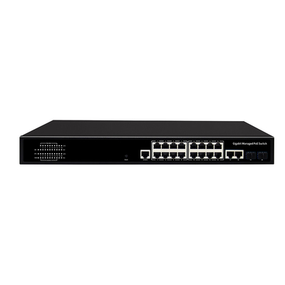 16 portów Gigabit Managed PoE Switch Commercial 1U Rack 300W z 2 SFP/RJ45 Uplink