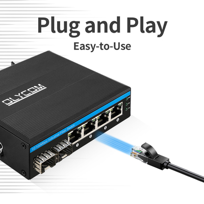 Przemysłowy niezarządzany przełącznik POE 4 port 100Mbps Sieć światłowodowa SFP 15.4W/30W Standard