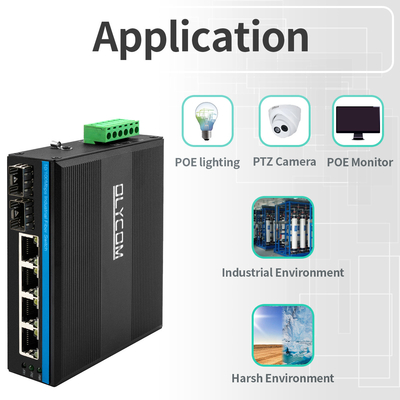 Przemysłowy niezarządzany przełącznik POE 4 port 100Mbps Sieć światłowodowa SFP 15.4W/30W Standard