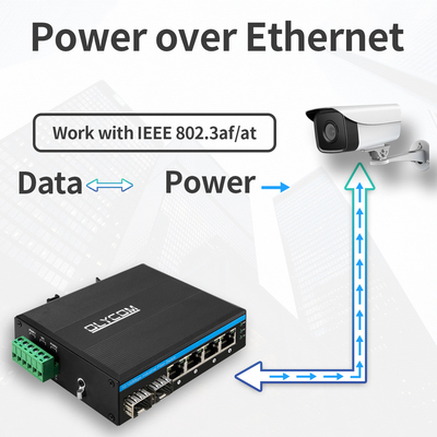 Przemysłowy niezarządzany przełącznik POE 4 port 100Mbps Sieć światłowodowa SFP 15.4W/30W Standard