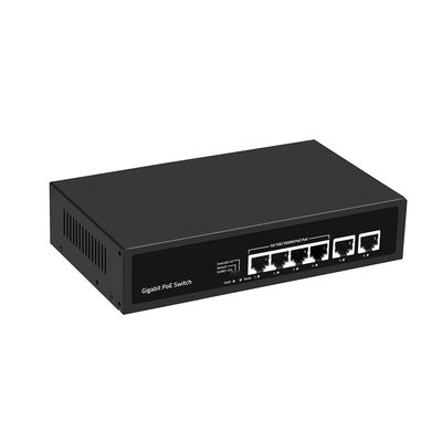 6-portowy przełącznik Gigabit PoE z rozszerzeniem 250 metrów, VLAN, budżetem mocy 60W, wejściem 220V