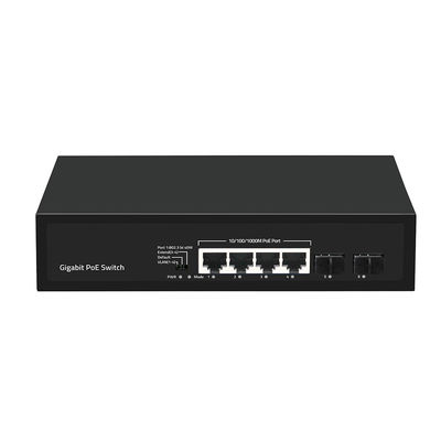 4 porty Gigabit PoE Switch 60W Budget SFP Fiber Unmanaged z rozszerzeniem VLAN 250 m