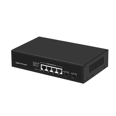 4 porty Gigabit PoE Switch 60W Budget SFP Fiber Unmanaged z rozszerzeniem VLAN 250 m