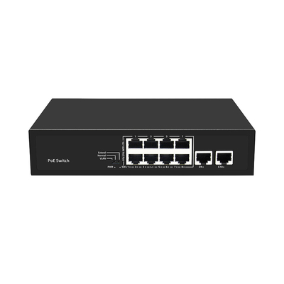 8 portów CCTV POE Switch Fast Ethernet z 2 gigabitami miedzianego połączenia Uplink PoE Af/At 120W Budget
