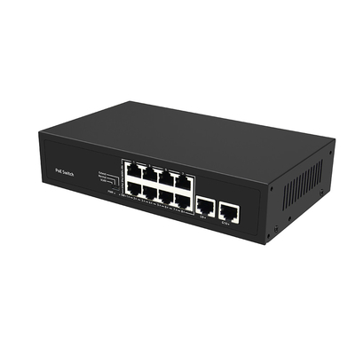 8 portów CCTV POE Switch Fast Ethernet z 2 gigabitami miedzianego połączenia Uplink PoE Af/At 120W Budget