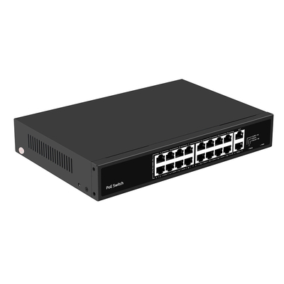 16 portów PoE Switch 10/100M Ethernet z 2 SFP/RJ45 Uplink dla kamer CCTV Budżet 300W