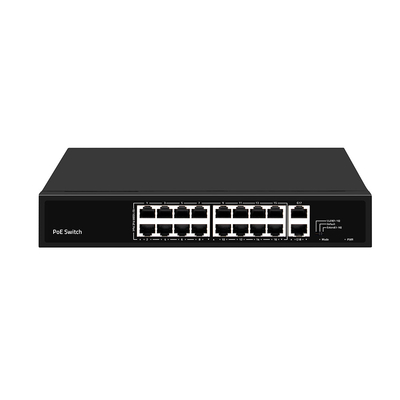 16 portów PoE Switch 10/100M Ethernet z 2 SFP/RJ45 Uplink dla kamer CCTV Budżet 300W