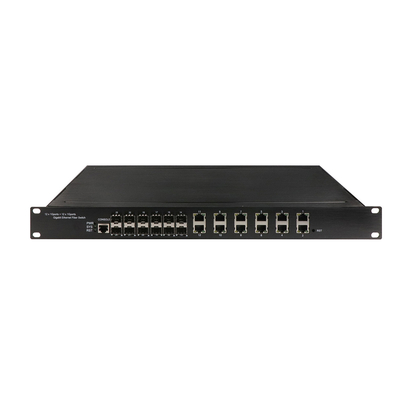 Industrial 24 Port L2 Managed POE Switch 12RJ4+12 SFP 1U Mounted Rack